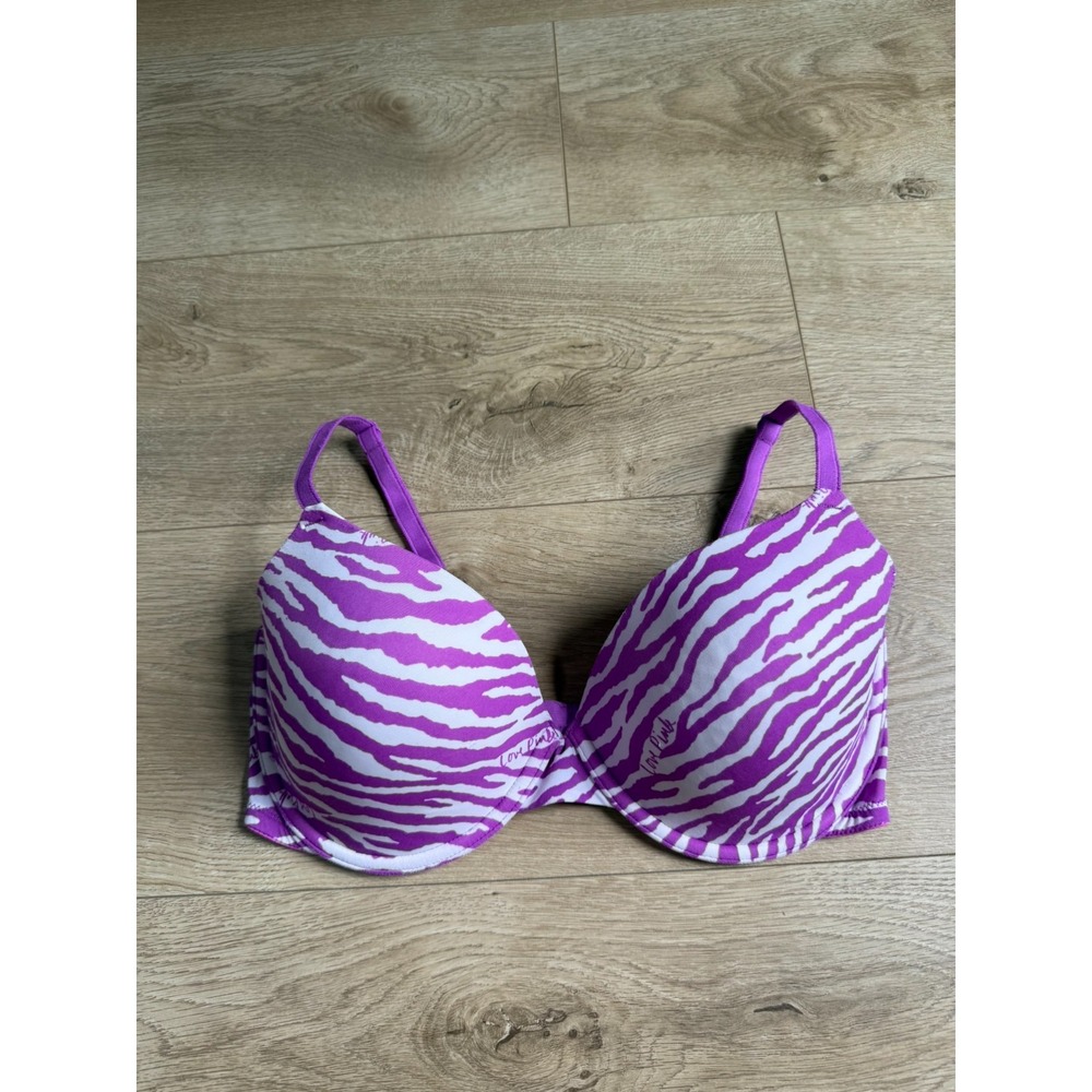VS PINK Zebra Print Wear everywhere Demi Bra 36D Victorias Secret y2k style